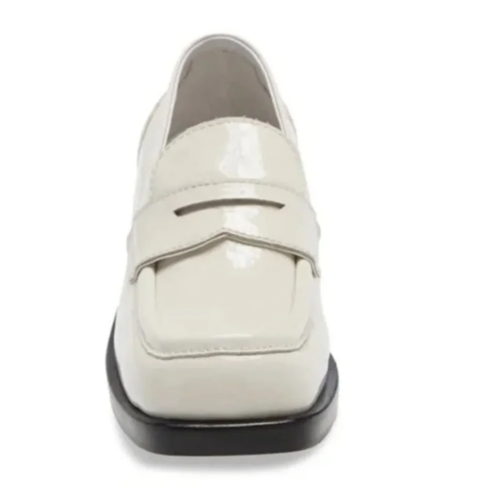 NWOT Jeffrey Campbell Sorbonne Crinkle Patent Leather Loafers Ivory